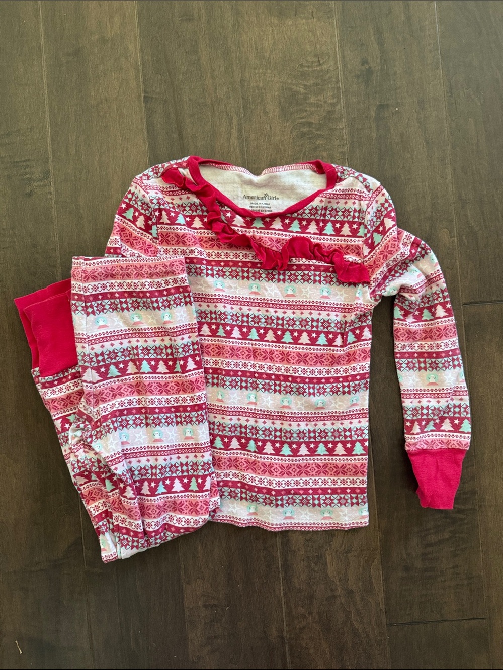 American Girl Red and White Fair Isle Pajama Set